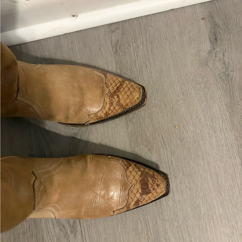 Stylish Beige and Brown Heeled Boots IDYLLWIND by Miranda Lambert - Picture 2 of 5